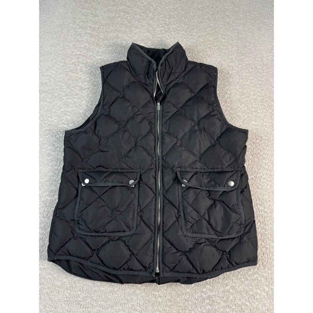 Woolrich Vest Womens Extra Large Black‎ Diamond Quilted Down Puffer Zip Pockets